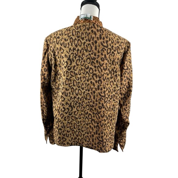 Coldwater Creek Jacket Medium Petite Leopard Jacquard Reversible Open Front NWT - Picture 8 of 14